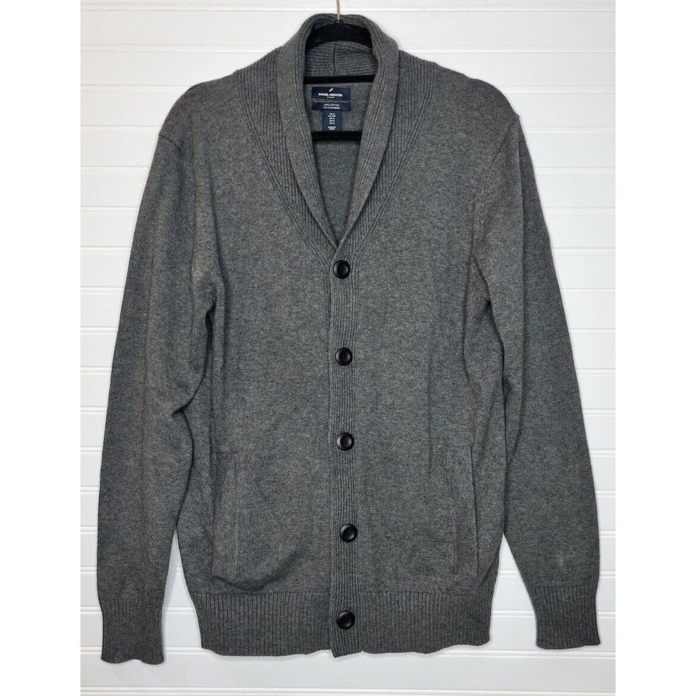Daniel Hechter Men’s Cardigan Gray Small Cotton Cashmere Button Preppy Classic